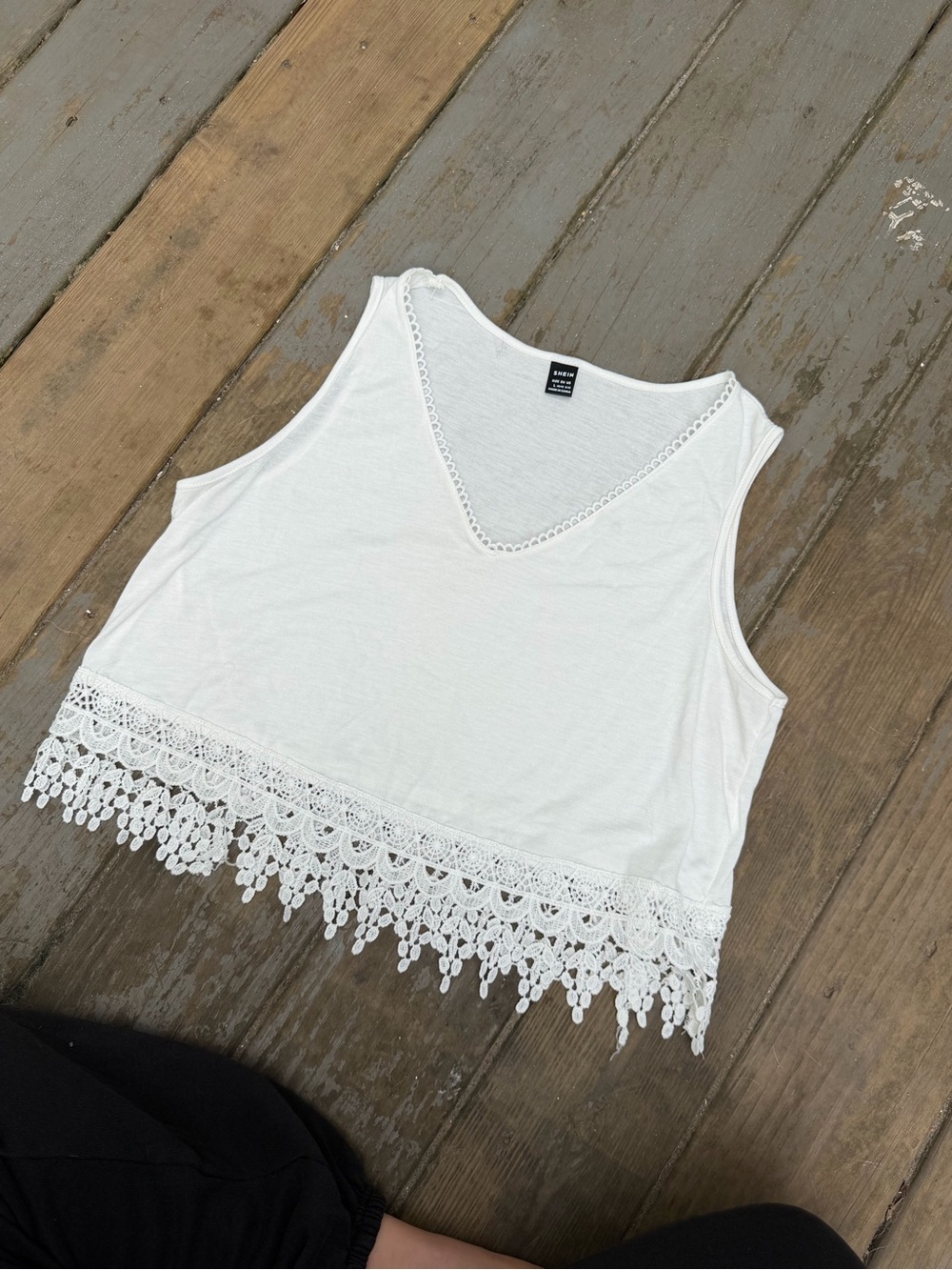 SHEIN White Crochet Trim V-Neck Camisole